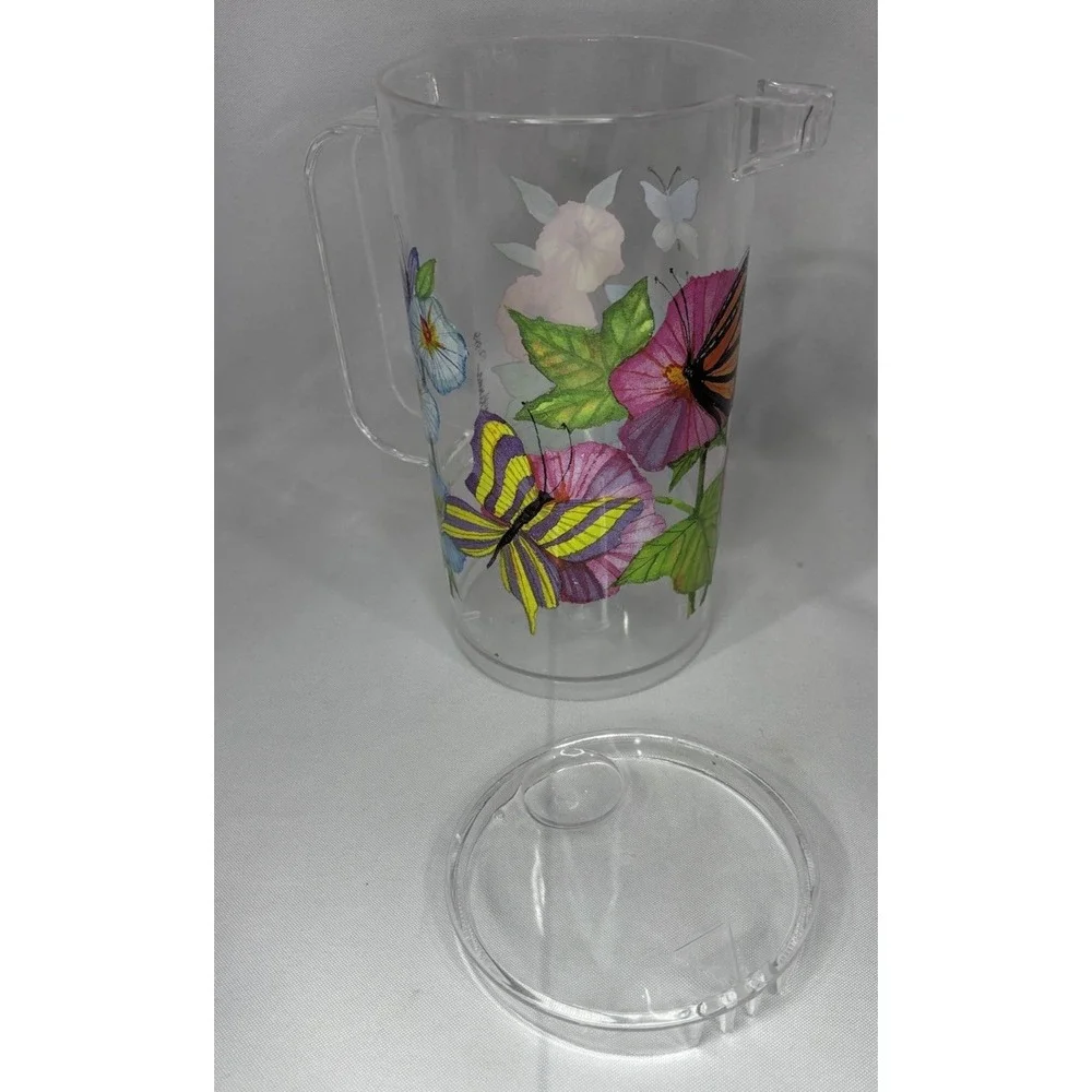 1998 KATHLEEN PARR MCKENNA SERVING TRAY, PITCHER, CUPS- FLOWERS‎ BUTTERFLY